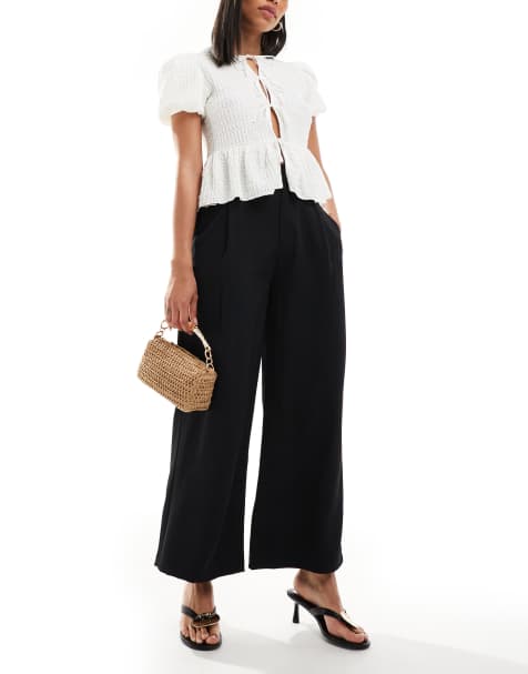 Stradivarius – Elegante, verkürzte Hose in Schwarz - view 1