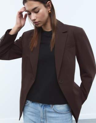 Stradivarius - Eleganter Blazer in Braun mit Knöpfen-Brown