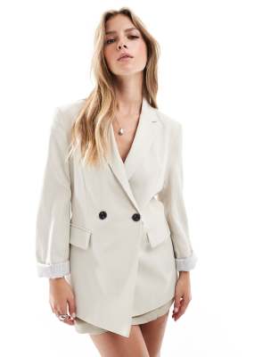 Stradivarius - Eleganter Blazer in Ecru-Neutral