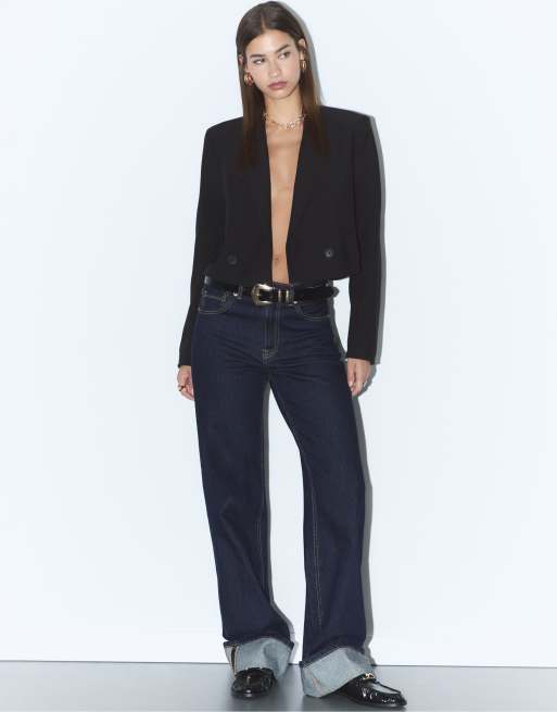 Stradivarius – Eleganter Cropped-Blazer in Schwarz, 3 von 4