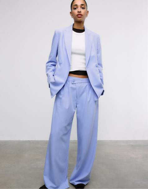 Stradivarius – Elegantes, eng anliegendes Set in Blau - view 1