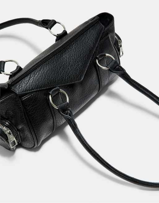 Stradivarius Elongated shoulder bag with pockets in black, 4 of 4