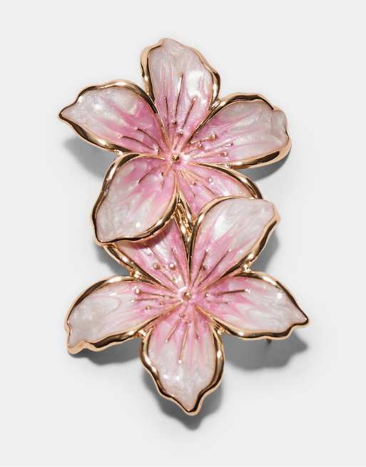 Stradivarius – Emaillierter Ohrringe in Blumenform in Pastellrosa, 2 von 3