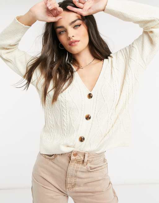 Embroidered Cardigan Ecru