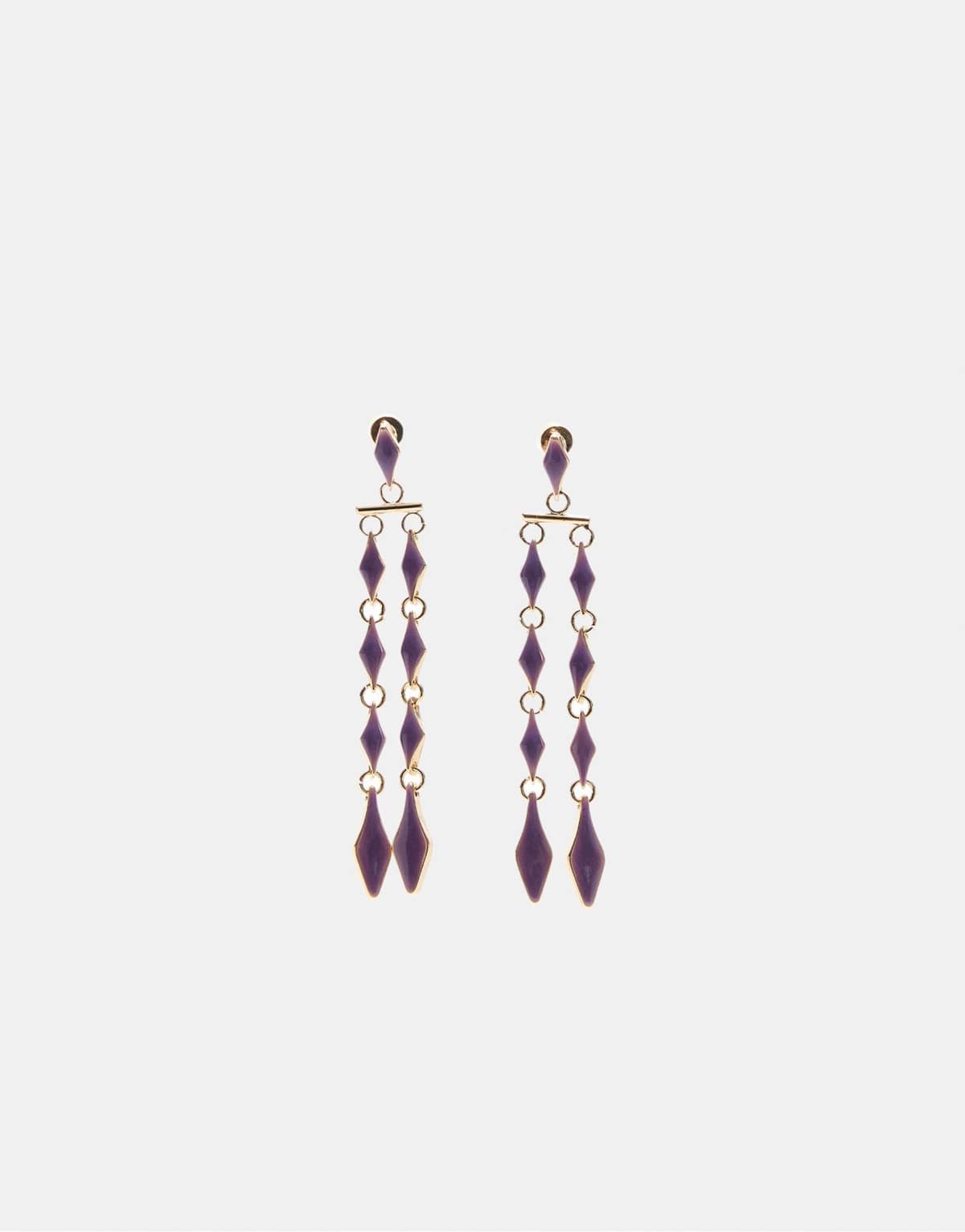 Stradivarius Enamelled diamond dangle earrings in lilac