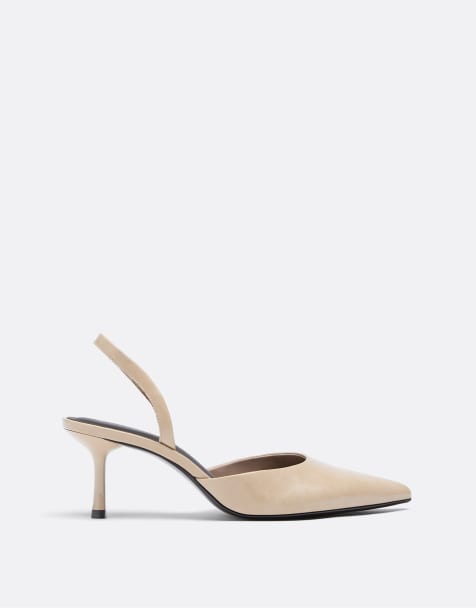 Stradivarius enkla stilettklackar i beige - view 1