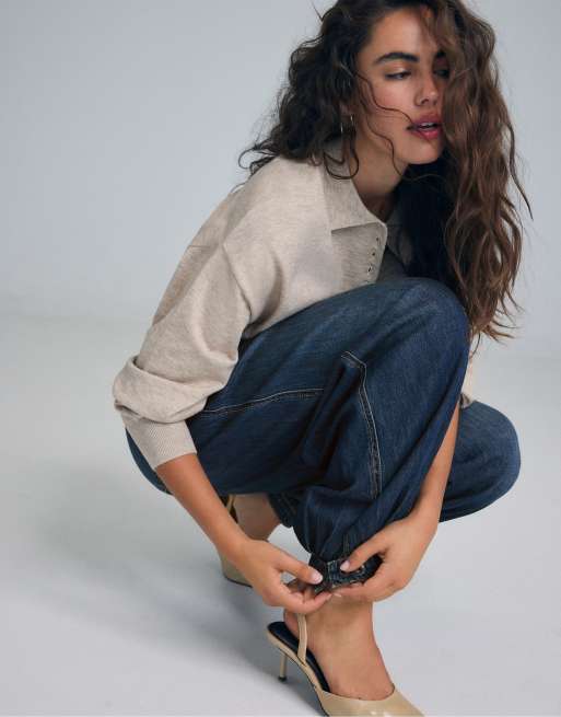 Stradivarius enkla stilettklackar i beige, 3 av 6