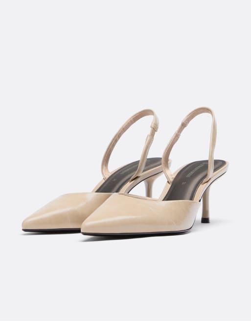 Stradivarius enkla stilettklackar i beige, 4 av 6
