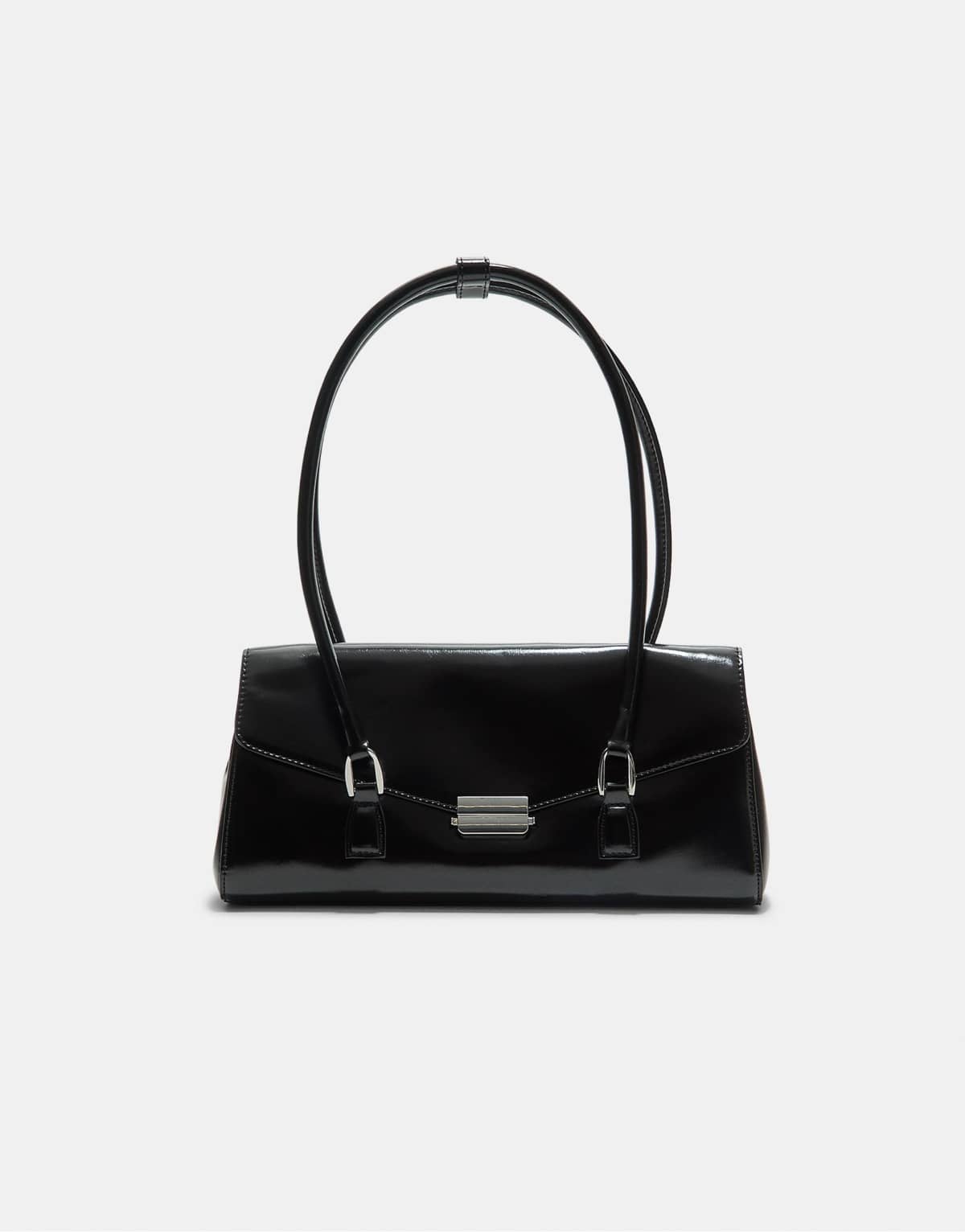 Stradivarius Envelope bowling bag in black