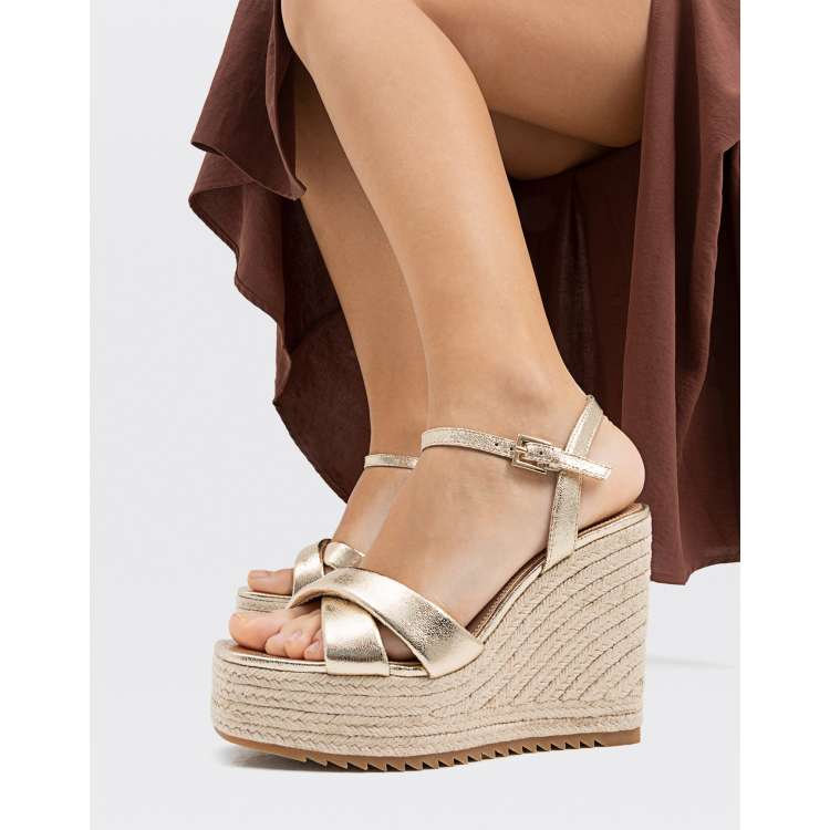 Womens gold cheap wedge sandals