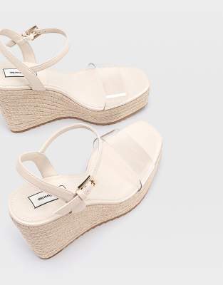 Stradivarius Espadrille Wedges With Clear Strap In White