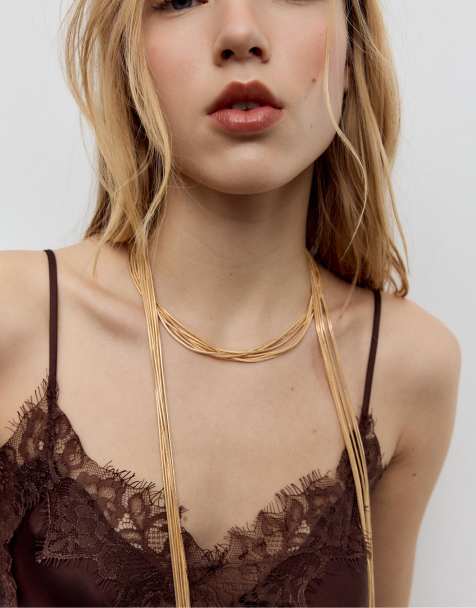 Stradivarius Extra long necklace in gold - view 1