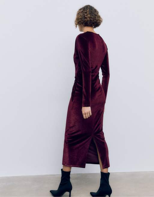 Stradivarius Fabric ankle boots with stiletto heel in black ASOS