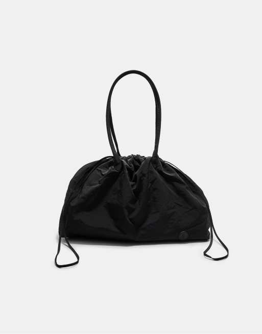 Stradivarius Fabric tote bag in black