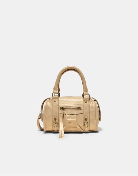 Stradivarius Fabric zip-up bowling crossbody bag in yellow - view 1