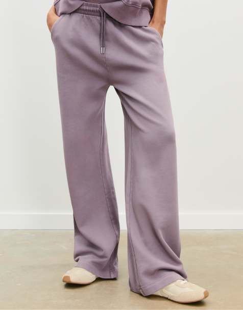 Stradivarius Faded straight fit joggers in purple