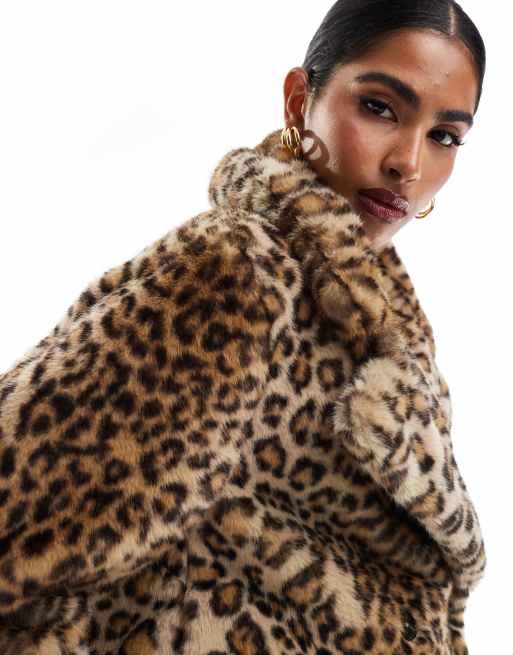 Cropped leopard print fur deals jacket