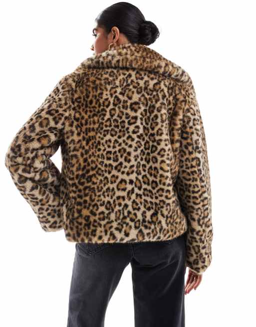 Bershka Faux outlet Fur Animal Print Coat from Barcelona