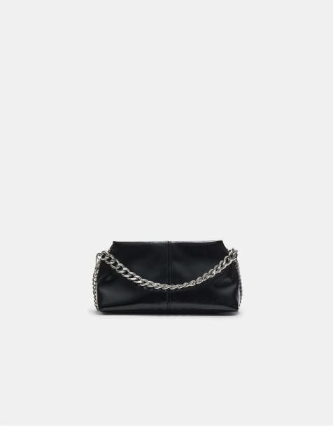 Stradivarius Faux fur crossbody bag with strap in black - view 1