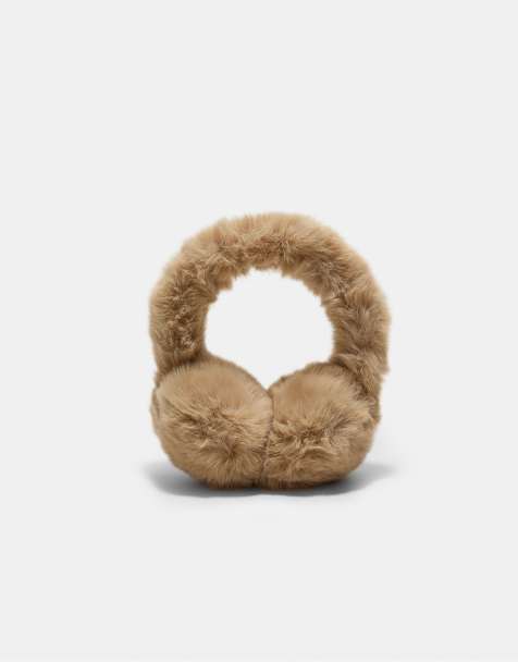 Stradivarius Faux fur earmuffs in stone - view 1