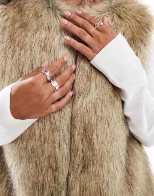 Stradivarius faux fur gilet in brown ASOS