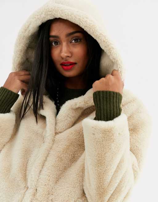 Forever 21 faux fur jacket store with hood