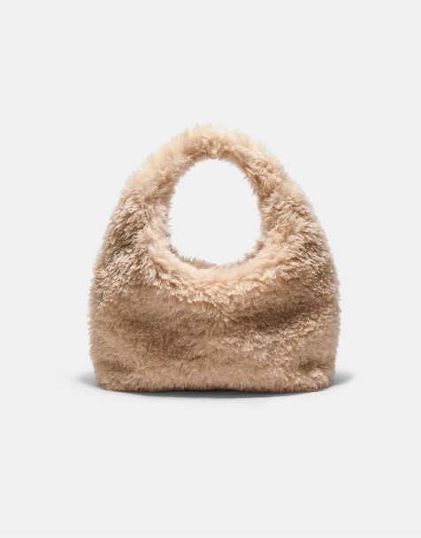 Stradivarius Faux fur shoulder bag in ecru - view 1