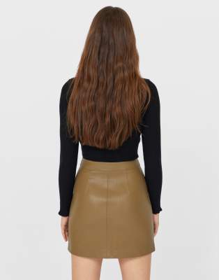 button front skirt khaki