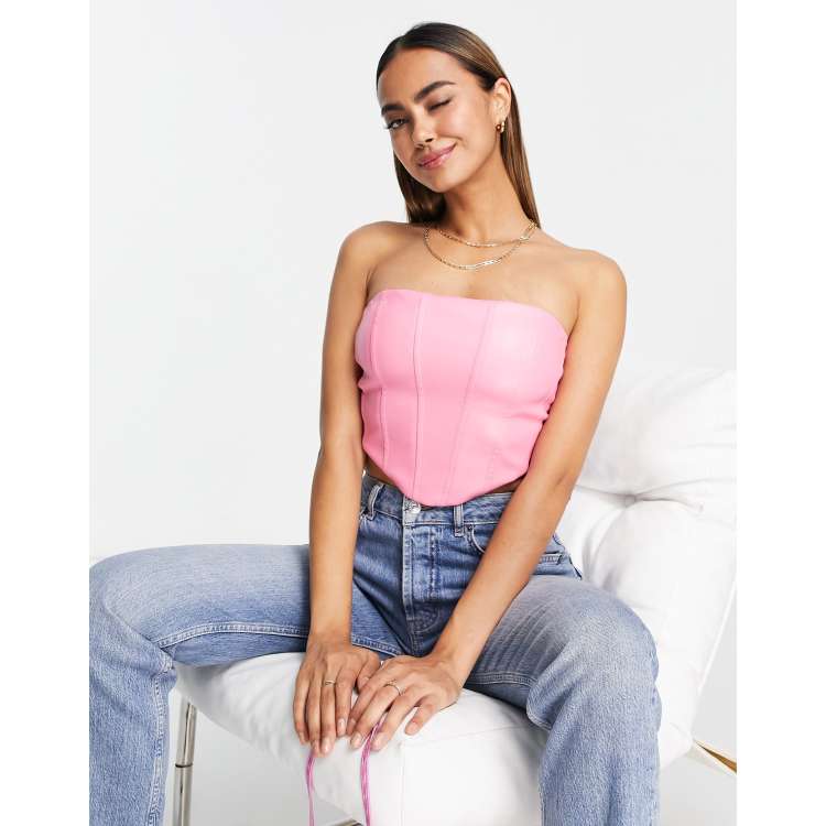 Stradivarius tailored corset top in pink