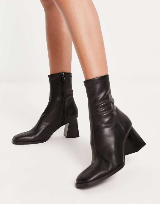 Black faux leather sock boots sale