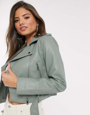 mint green faux leather jacket