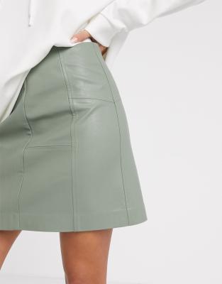 green leather mini skirt