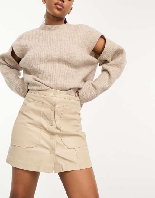 Beige button down skirt new arrivals