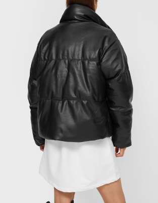 leather puffer jacket stradivarius