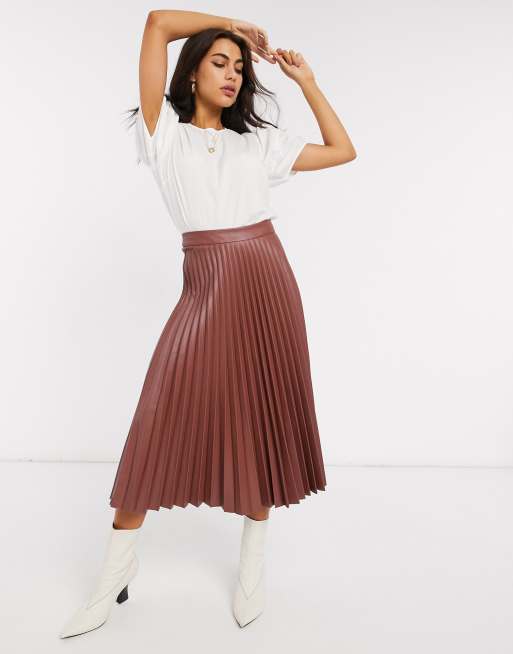 Leather midi 2025 skirt stradivarius