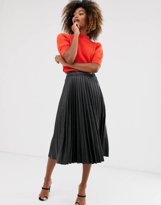 Pleated leather cheap skirt asos