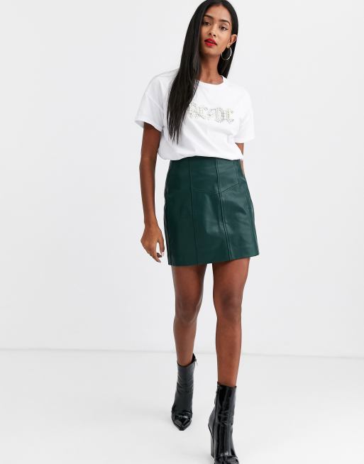 Asos white shop leather skirt