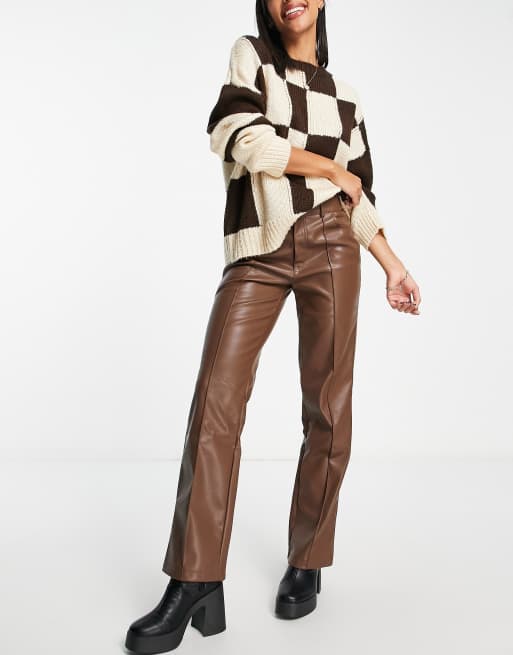 Stradivarius hot sale leather trousers