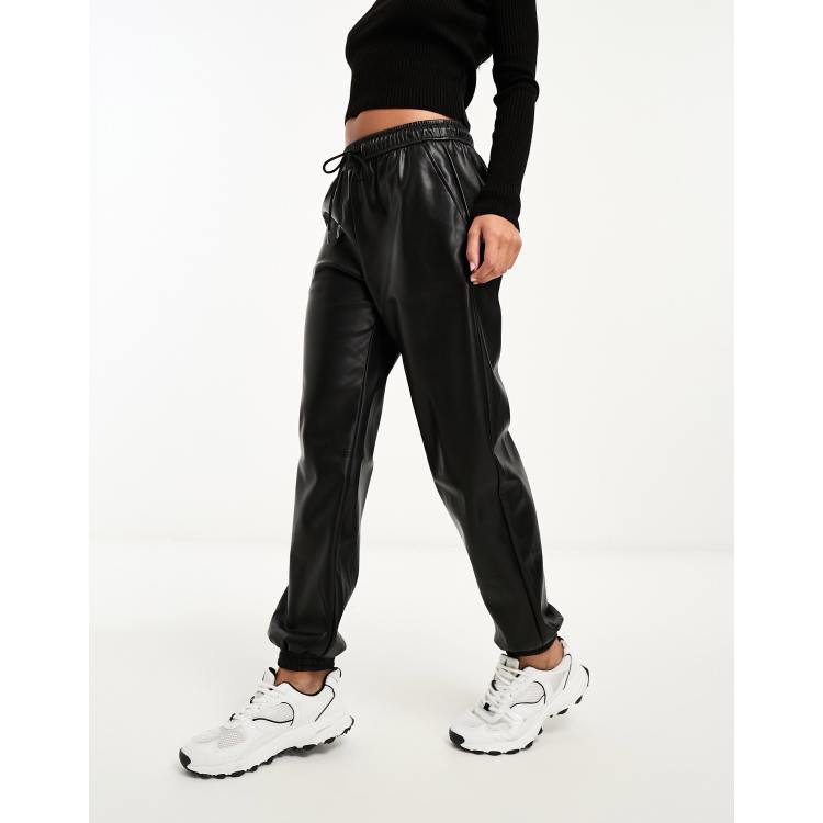 Stradivarius velvet jogger with piping detail in black