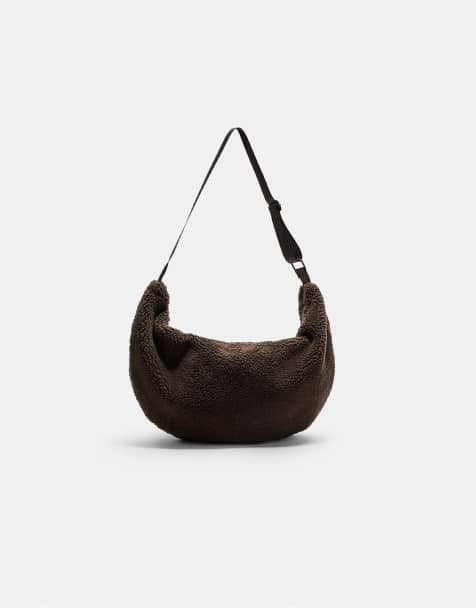 Stradivarius Faux shearling crossbody bag in brown - view 1