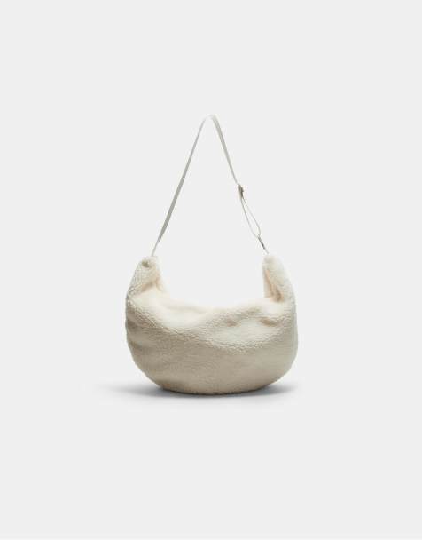 Stradivarius Faux shearling crossbody bag in ecru - view 1