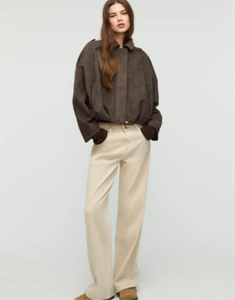 Stradivarius Faux suede balloon jacket in brown - view 1