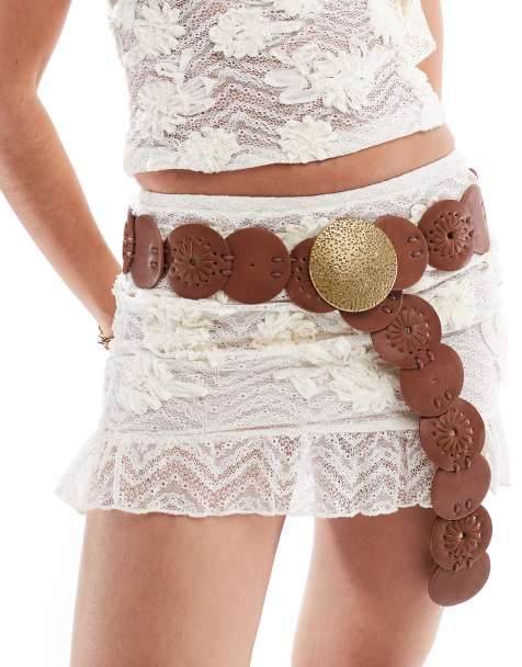 Stradivarius faux suede coin belt in brown - view 1