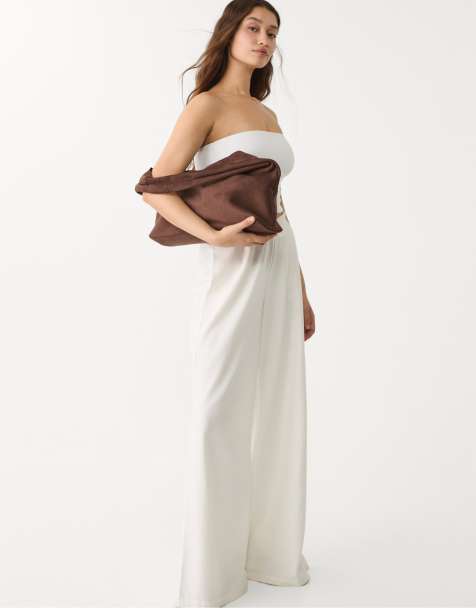 Stradivarius faux suede shoulder bag in brown - view 1