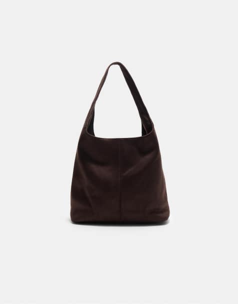 Stradivarius Faux suede shoulder bag in brown - view 1