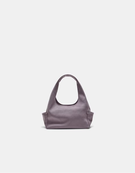 Stradivarius Faux suede shoulder bag with pockets in mauve - view 1