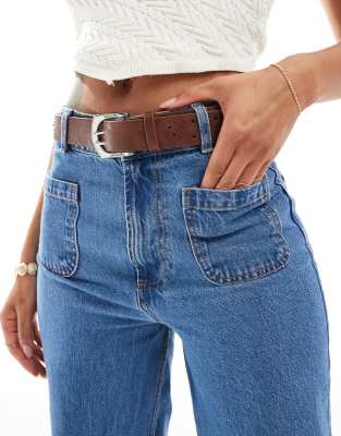faux suede studded belt in brown