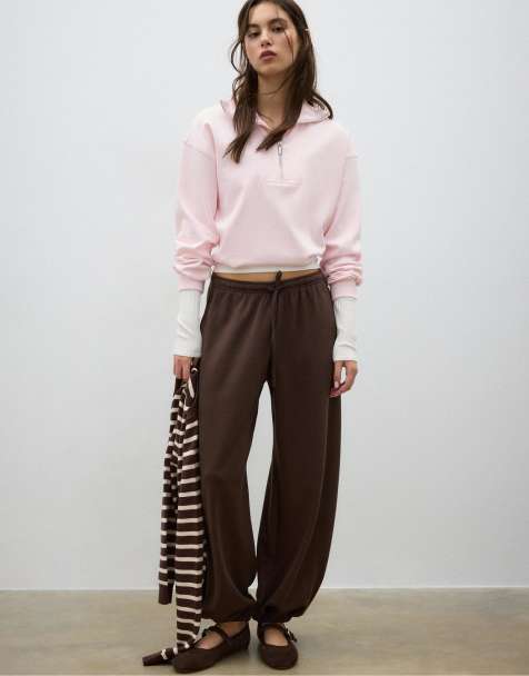 Stradivarius - Felpa accollata rosa salmone con zip - view 1