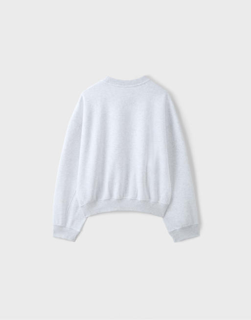 Stradivarius felpa basic grigio mélange, 7 di 7