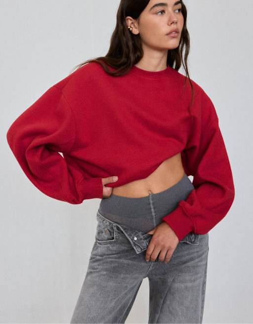 Stradivarius felpa basic rossa, 2 di 7